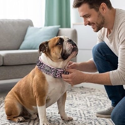 Collier Chien blanc dans la maison