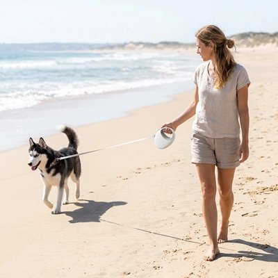 Laisse pour Chien au bord de la mer