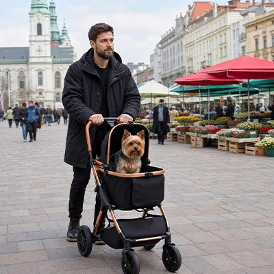 Poussette pour Chien dans la rue