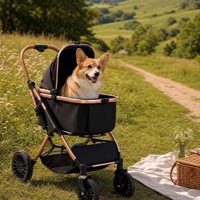 Poussette pour Chien dans le parc