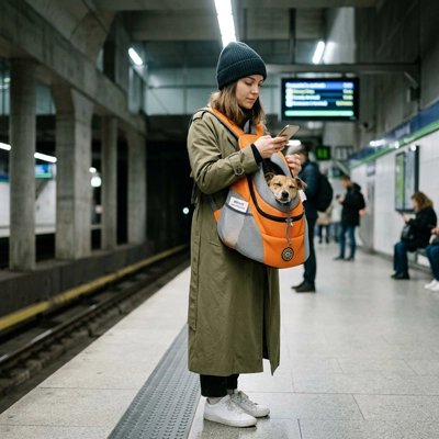 Sac a dos chien dans la station